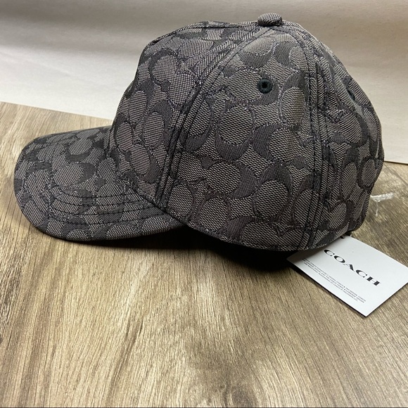 Coach Baseball Hat In Metallic Signature, Black/Gunmetal - Picture 1 of 13